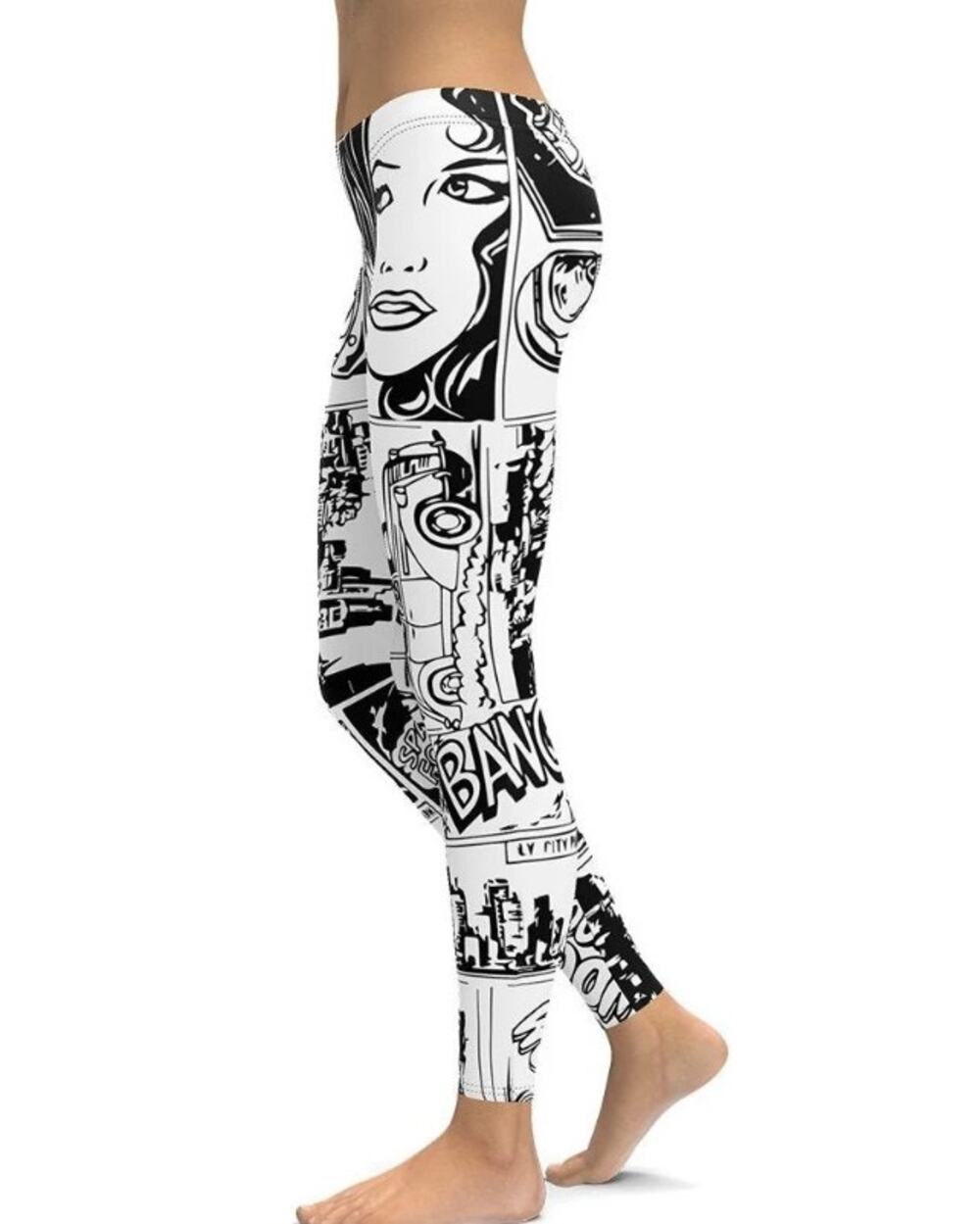 Fierce Pulse Black & White Comic Book Leggings